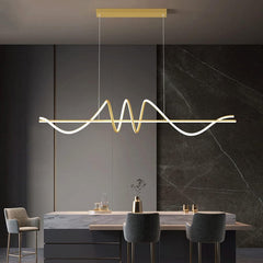 BAMDECOR A202 Modern LED Linear Pendant Lights with Dimmable LED (160cm/180cm-Gold) 1.5 Meters