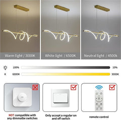 BAMDECOR A202 Modern LED Linear Pendant Lights with Dimmable LED 160cm
