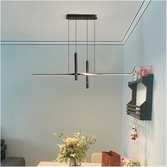 BAMDECOR A206 Modern Black Scandinavian Pendant Light Table Dining Room Living Room Pendant Lighting 1.2 Meters