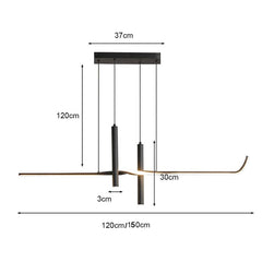 BAMDECOR A206 Modern Black Scandinavian Pendant Light Table Dining Room Living Room Pendant Lighting 1.5 Meters