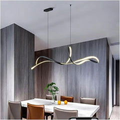 BAMDECOR A210 Modern LED Linear Pendant Lights with Dimmable LED and Adjustable Hanging Length 120cm -Black
