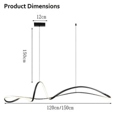 BAMDECOR A210 Modern LED Linear Pendant Lights with Dimmable LED and Adjustable Hanging Length 120cm -Black