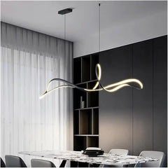 BAMDECOR A210 Modern LED Linear Pendant Lights with Dimmable LED and Adjustable Hanging Length 150cm -Black