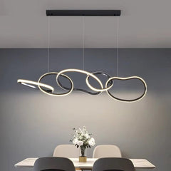 BAMDECOR A24126 Nordic Minimalist LED Pendant Light Adjustable Modern Ring Chandelier for Dining Room and Bar (Black) 1.5 Meters
