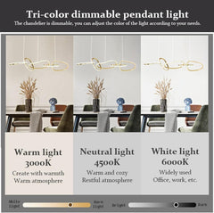 BAMDECOR A24126 Nordic Minimalist LED Pendant Light Adjustable Modern Ring Chandelier for Dining Room and Bar (Black) 1.5 Meters