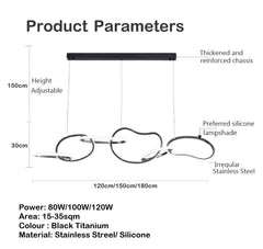 BAMDECOR A24126 Nordic Minimalist LED Pendant Light Adjustable Modern Ring Chandelier for Dining Room and Bar (Black) 1.5 Meters