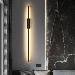 BAMDECOR Modern Minimalist Wall Light Long Tube LED Black Bedside Sconces Wall Lights with with Acrylic Shade, Wall Mounted Deco Lamp for Living Room Bedroom Bracket Light
