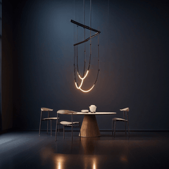 BAMDECOR Minimalistic Retro LED Minimalism Designer Lustre Hanging Lamps Slender-Shape LED Pendant Light (Black)