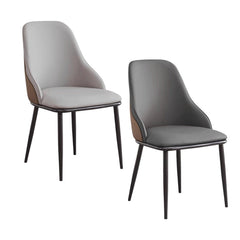 VELLUTO Dining Chair Modern upholstered Leather Kitchen Chairs with armrests Bathtub Chair Leisure Lounge Chair Living Room Bedroom Home Set of 2 Dark Grey