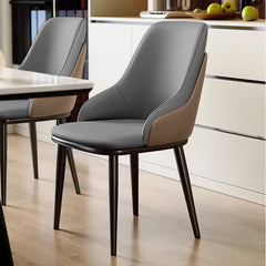 VELLUTO Dining Chair Modern upholstered Leather Kitchen Chairs with armrests Bathtub Chair Leisure Lounge Chair Living Room Bedroom Home Set of 2 Dark Grey