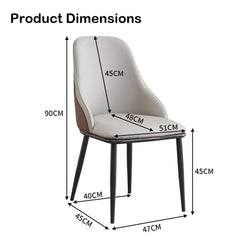 VELLUTO Dining Chair Modern upholstered Leather Kitchen Chairs with armrests Bathtub Chair Leisure Lounge Chair Living Room Bedroom Home Set of 2 Dark Grey