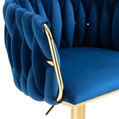 SERENITà Modern Velvet Breakfast Bar Stools Swivel Barstools Adjustable Counter Stools with Backrest Set of 2 Navy Blue