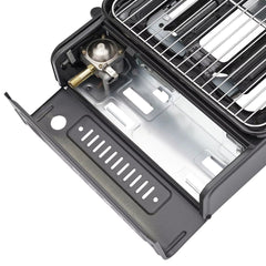 Portable Gas Stove Burner Butane BBQ Camping Gas Cooker With Non Stick Plate Black