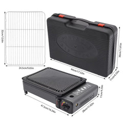 Portable Gas Stove Burner Butane BBQ Camping Gas Cooker With Non Stick Plate Black
