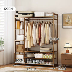 Bamboo Clothes Rack Garment Closet Storage Organizer Hanging Rail Shelf Dress room 120CM