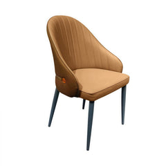 VELLUTO Dining Chairs Set Armchairs Mid Century Modern Kitchen Dining Room Chairs Faux Leather Accent Chairs Metal Vanity Lounge Chair with Back for Living Room Bedrooms Set of 2 (Brown)