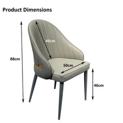 VELLUTO Dining Chairs Set Armchairs Mid Century Modern Kitchen Dining Room Chairs Faux Leather Accent Chairs Metal Vanity Lounge Chair with Back for Living Room Bedrooms Set of 2 (Brown)