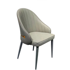 VELLUTO Dining Chairs Set Armchairs Mid Century Modern Kitchen Dining Room Chairs Faux Leather Accent Chairs Metal Vanity Lounge Chair with Back for Living Room Bedrooms Set of 2 (Grey)