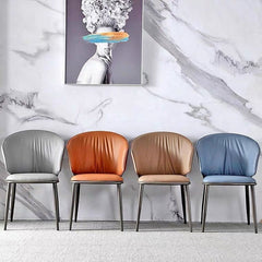 VELLUTO Modern Armless Upholstered Side Chair with Metal Legs for Kitchen & Dining Set of 2 (Grey)