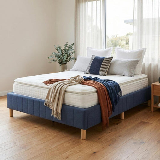 Metal Bed Frame Mattress Foundation Blue – Single