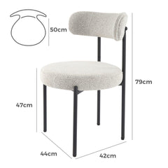 Luxe Boucle Cushioned Elsa Dining Chairs in White Quartz
