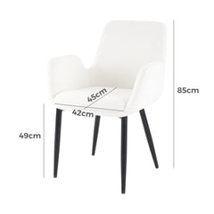Boucle – teddy Sherpa Fabric Bliss Armrest Dining Chair Ensemble
