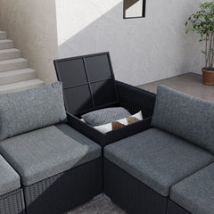 6PCS Outdoor Modular Lounge Sofa Coogee-Black