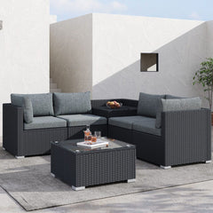 6PCS Outdoor Modular Lounge Sofa Coogee-Black
