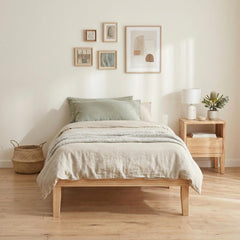 Single Size Warm Wooden Natural Bed Base Frame – Single