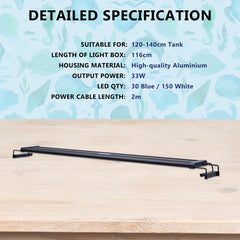 27W Aquarium Blue White LED Light for Tank 95-115cm