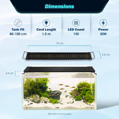 Dynamic Power Planted Aquarium LED Light Day Night Cycle Full Spectrum 30W 75cm