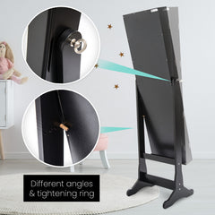 Mirror Jewellery Cabinet Organiser 2 Drawers LOWE 146cm BLACK