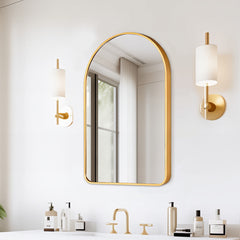 Wall Arch Mirror Arc Aluminum Frame Bathroom 50x80cm GOLD