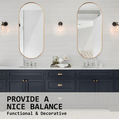Wall Mirror Oval Aluminum Frame Bathroom 45x100cm GOLD