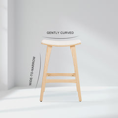 4X Wooden Bar Stool Padded Fabric Dining Chair KANSO 65cm BEIGE