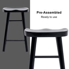 2X Wooden Bar Stool Dining Chair Pine Wood FRIDA 65cm BLACK