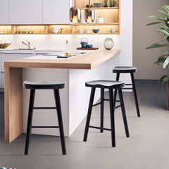 2X Wooden Bar Stool Dining Chair Pine Wood FRIDA 65cm BLACK