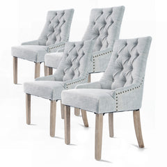 4X French Provincial Dining Chair Oak Leg AMOUR GREY