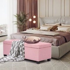 Storage Ottoman Stool 102cm Fabric PINK