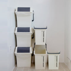 2 Set Stackable Multipurpose Laundry Basket Ivory