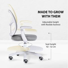Kids Desk Chair - Children Office Study Seat with Footrest NOVA - Grey