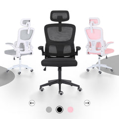 Work Office Chair - Lumber Support, Flip-up Armrest, Adjustable Headrest SITIO - Black