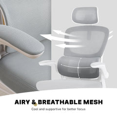 Work Office Chair - Lumber Support, Flip-up Armrest, Adjustable Headrest SITIO - GREY