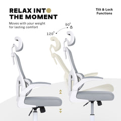 Work Office Chair - Lumber Support, Flip-up Armrest, Adjustable Headrest SITIO - GREY