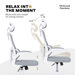 Work Office Chair - Lumber Support, Flip-up Armrest, Adjustable Headrest SITIO - GREY