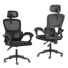 Ergonomic Reclining Office Chair - Lumbar Support, Adjustable Headrest VELTRA - BLACK