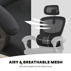 Ergonomic Reclining Office Chair - Lumbar Support, Adjustable Headrest VELTRA - BLACK