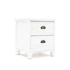 2X Bedside Table 2 Drawer Vintage Side Table Storage Cabinet Bedroom LYDIA WHITE