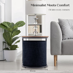 3 Piece Set Coffee Table & Ottoman Wood Side End Table Industrial - Black