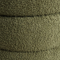 Round Stacked Ottoman Stool Teddy Fleece Fabric Foot Rest 38cm GREEN